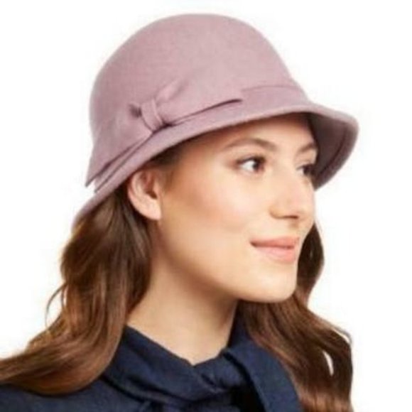INC Womens Bow Cloche Wool Hat Dusty Lilac Adjustable One Size Bell Shape - Picture 1 of 1